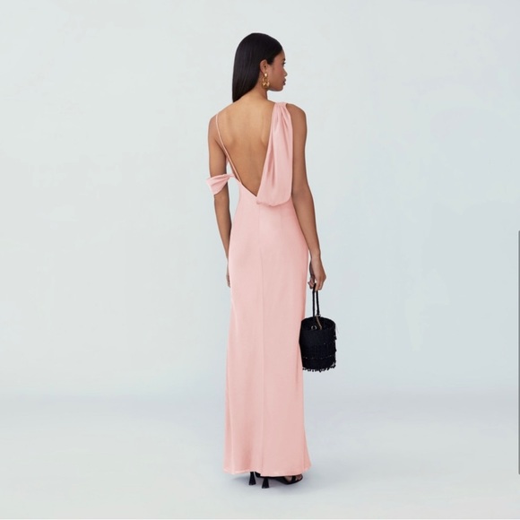 Fame and Partners Francois Dress Matte Satin Pale Pink Size 6 - Picture 4 of 10